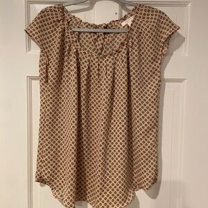 LC by Lauren Conrad Light Pink Floral Blouse with Bow Tie Back – Size Large